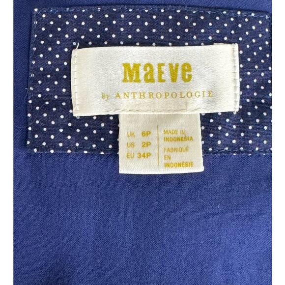 Anthropologie Maeve Spirited Midi Dress in Blue Motif Size 2P - Picture 6 of 13